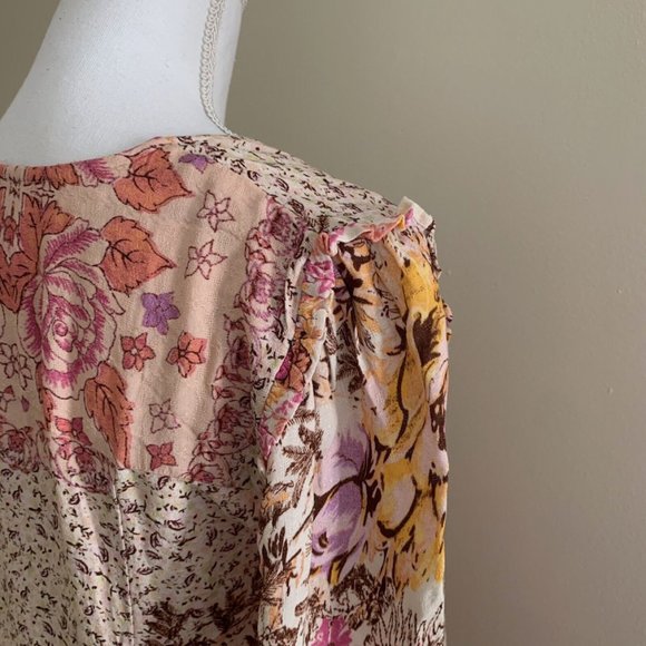 Free People Size XS Marais Printed Midi Asymmetrical Button Up Dress Size XS - Picture 8 of 14